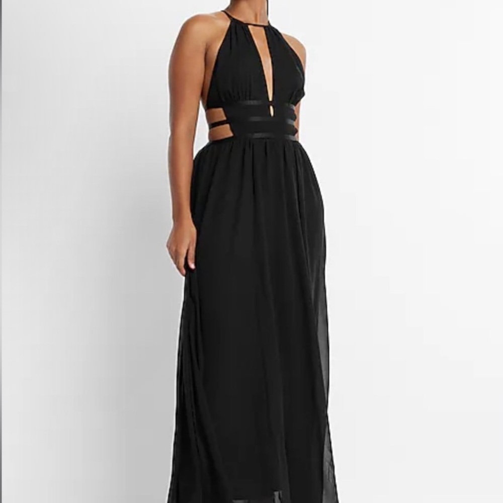 NWT Express Side Cutout Black Maxi Dress